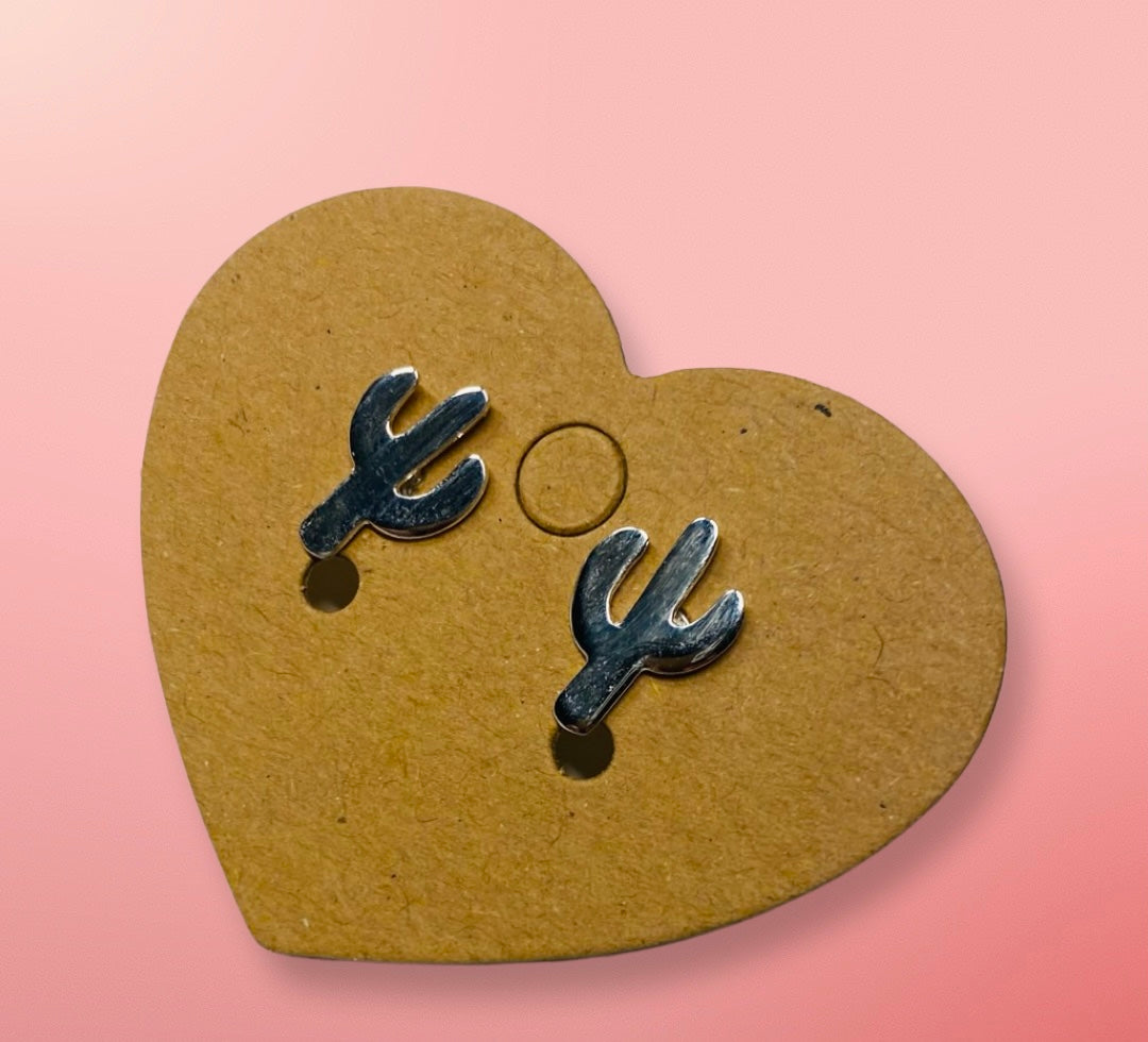 Earrings, cute cactus