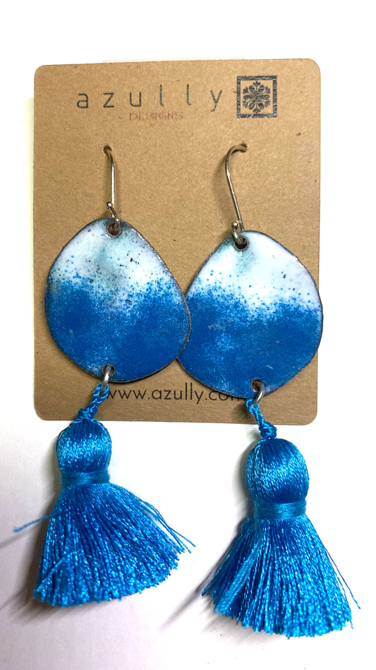 Petal Enameled Earrings with tassels