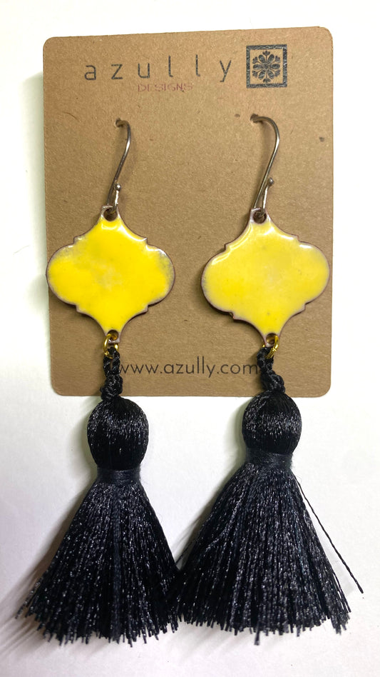 Yellow Enameled Earrings