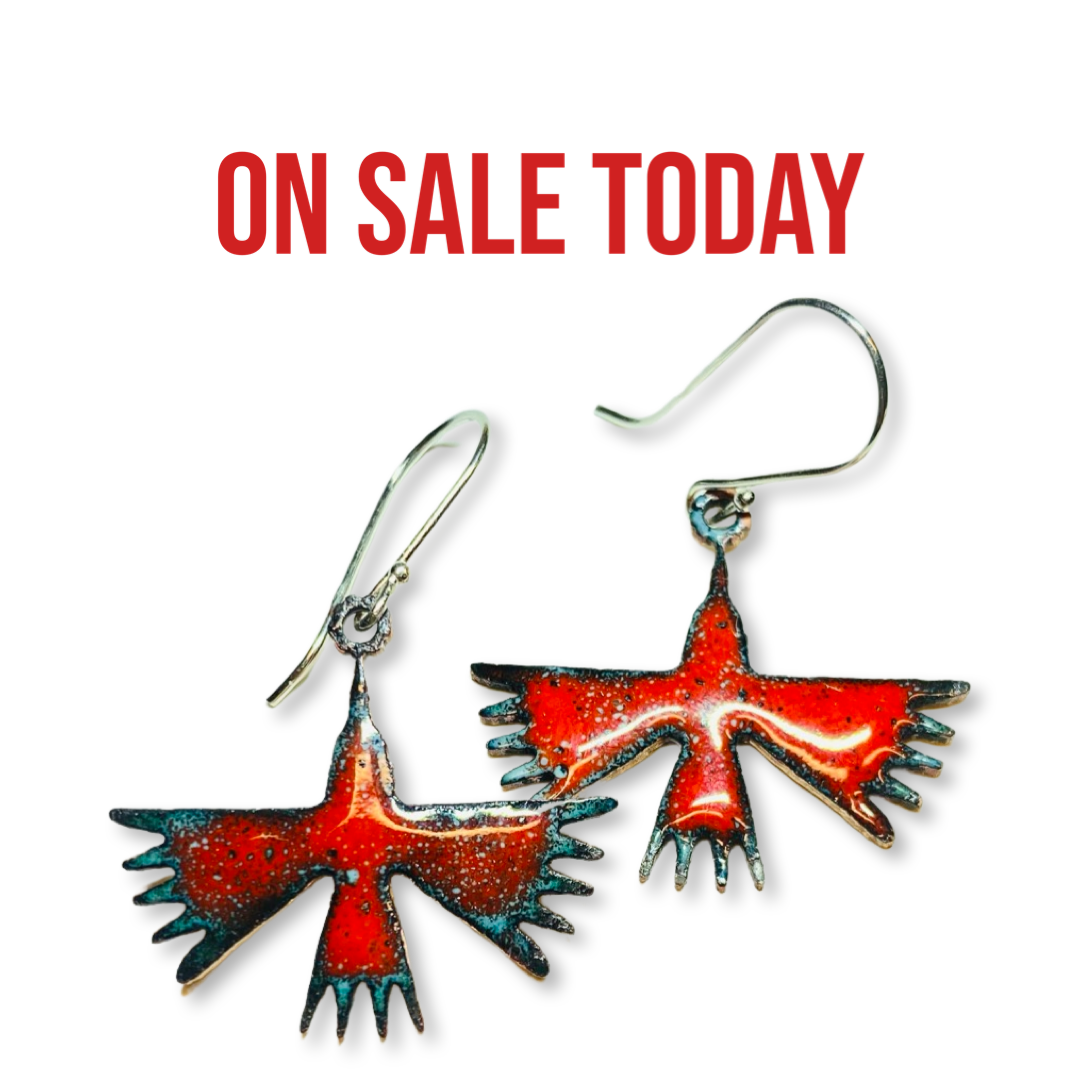 Enameled Mexican Birds Earrings